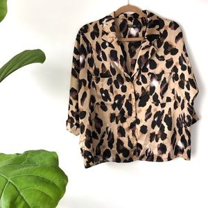 NASTY GAL Leopard print satin shirt/blouse